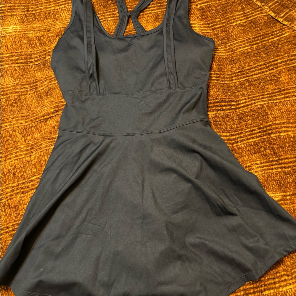 Amazon Black Athletic Halter Mini Dress